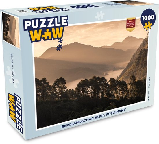 Puzzle Sepia 1000 pièces - Tirage photo sépia paysage de montagne | bol.com