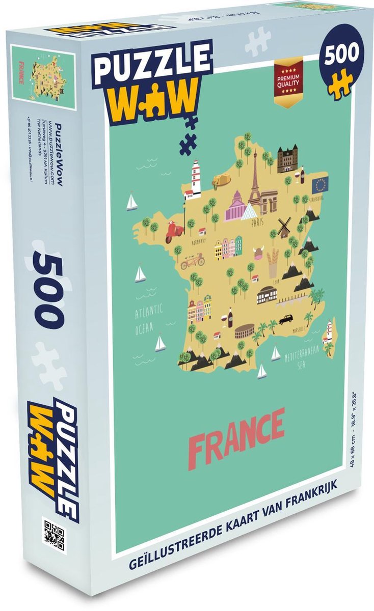 Puzzle 500 pièces Illustration des Landen - Carte illustrée de la France  puzzle 500... | bol.com