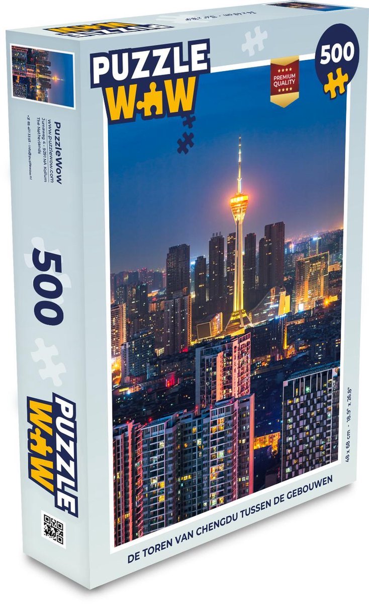 Afbeelding van product Puzzel 500 stukjes Chengdu - De toren van Chengdu tussen de gebouwen - PuzzleWow heeft +100000 puzzels