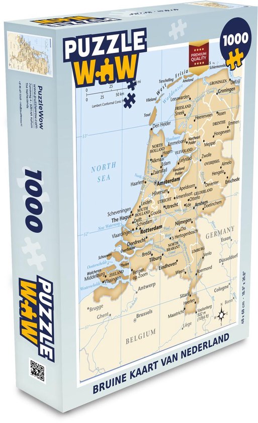 Puzzel Bruine kaart van Nederland - Legpuzzel - Puzzel 1000 stukjes  volwassenen | bol.com