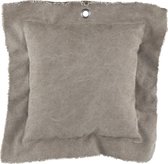 PTMD Kussen mace taupe canvas vierkant