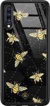 Samsung A50 hoesje glass - Bee yourself | Samsung Galaxy A50 case | Hardcase backcover zwart