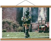 Schoolplaat – Brandweerman - 60x40cm Foto op Textielposter (Wanddecoratie op Schoolplaat)