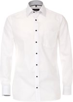 CASA MODA comfort fit overhemd - wit (zwart contrast) - Strijkvrij - Boordmaat: 43