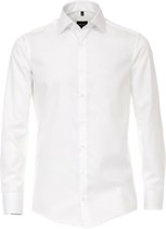 VENTI modern fit overhemd - mouwlengte 72 cm - twill - wit - Strijkvriendelijk - Boordmaat: 39