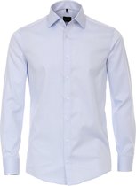 VENTI modern fit overhemd - twill - blauw - Strijkvriendelijk - Boordmaat: 38
