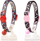 Duvo+ Kattenhalsband visgraat 2 nylon kleur rood 20-30cm / 10mm, LET OP PER STUK, ALLEEN DE KLEUR LICHT ROOD WORD GELEVERD !!