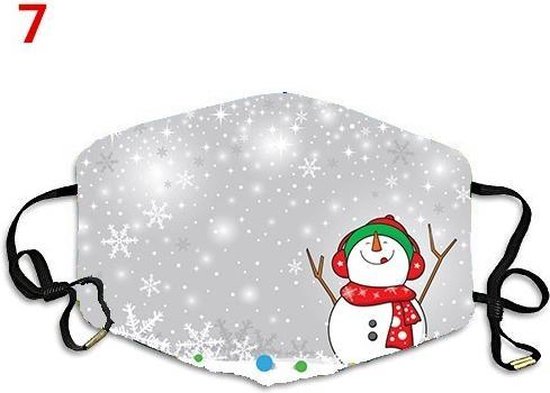 Flocon de neige | Noël | masque de Noël masque facial réutilisable masque facial lavable et réglable - unisexe (bonhomme de neige)
