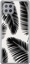 Samsung A42 hoesje siliconen - Palm leaves silhouette | Samsung Galaxy A42 case | zwart | TPU backcover transparant