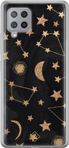 Samsung A42 hoesje siliconen - Counting the stars | Samsung Galaxy A42 case | zwart | TPU backcover transparant