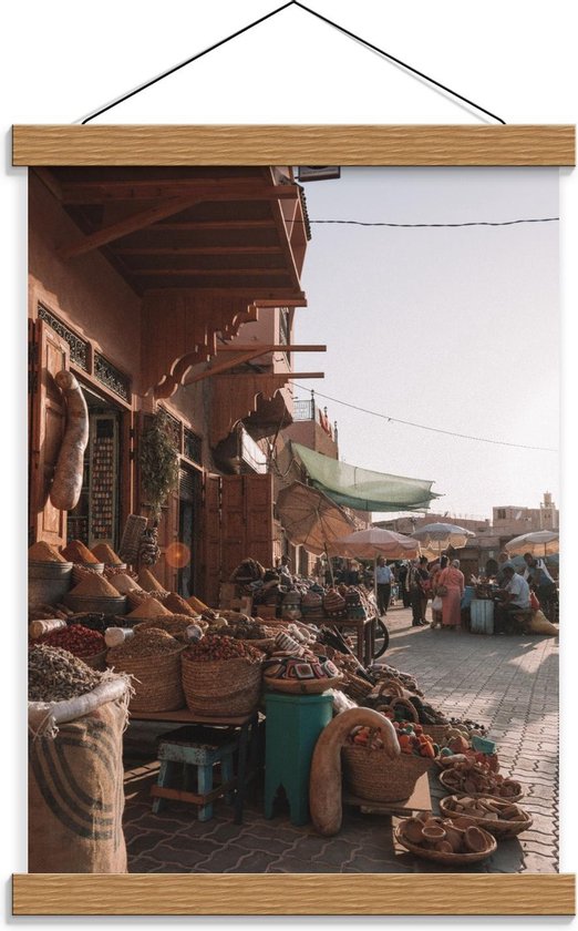 Schoolplaat – Markt in Marrakesh - Marokko  - 30x40cm Foto op Textielposter (Wanddecoratie op Schoolplaat)