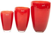 Dutz - design bloemenvaas rood - glas-  mondgeblazen - h 32 cm