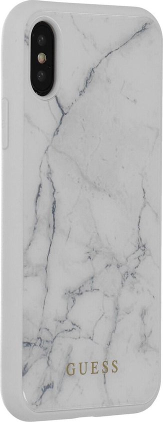 Coque iPhone XS / X GUESS Marble Back Cover - Wit | bol.com