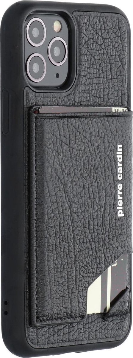 Pierre Cardin Leer Smartphonehoesje voor Apple iPhone 11 Pro - Beschermende Back Cover - Zwart
