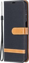 Denim Book Case - Samsung Galaxy A12 Hoesje - Zwart