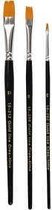 Gold Line penselen,  2+8+12 , b: 3+9+12 mm, , plat, 3stuks