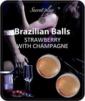Glijmiddel Waterbasis Siliconen Easyglide Massage Olie Erotisch Seksspeeltjes - Aardbeien Smaak - Brazilian Balls - Set van 2 - Secretplay®
