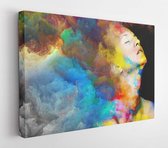 Portrait of woman blended with abstract colors about joy of life and imagination - Modern Art Canvas - Horizontal - 502452640 - 80*60 Horizontal