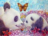 Dielay - Diamond Painting Pakket - Panda's - 40x30 cm - Complete Set - Volledige Bedekking - Ronde Steentjes