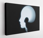 Geometry of Soul series. Arrangement of profile lines of human head on the subject of education, science, technology and graphic design - Modern Art Canvas - Horizontal - 167437199