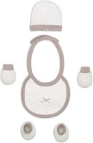 Interbaby Babyaccessoires Newborn Katoen Wit/taupe 4-delig