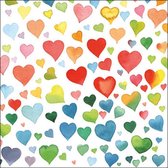 1 Pakje papieren lunch servetten - Colourful Hearts Mix - Gekleurde hartjes - Liefde - Valentijn