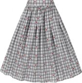 Hell Bunny Hopper Gingham 50's Swing Rok Grijs