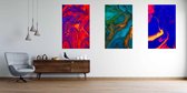 Onlinecanvas - Schilderij - Abstract Acrylic Poster. Fluid Art Vector Texture Pack. Art Vertical Vertical - Multicolor - 115 X 75 Cm