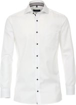 CASA MODA comfort fit overhemd - wit twill (contrast) - Strijkvrij - Boordmaat: 45