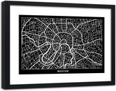 Foto in frame , Plattegrond Moscou  , 120x80cm , Zwart wit , wanddecoratie