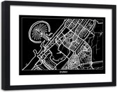 Foto in frame , Plattegrond Dubai City, 120x80cm , Zwart wit , wanddecoratie