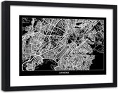 Foto in frame , Plattegrond Athene  , 120x80cm , Zwart wit , wanddecoratie
