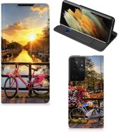 Telefoon Hoesje Samsung Galaxy S21 Ultra Bookcase Amsterdamse Grachten