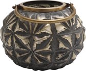 PTMD Lysa grey glass lantern round with pattern