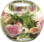Waxinelichthouder met bloemen Mercur Annabell- glas- ovaal – 9x9x8 cm