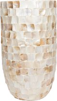 PTMD Daven Cream polyester schelpen pot rond hoog M