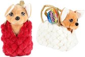 Toi-Toys Knuffels Pluchen Hond Chihuahua In Blingbling Reistas Rood