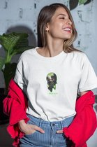 Billie Eilish Anime Chibi Kawaii T-Shirt / Airbrush Flames Blohsh / Fan art Merchandise / Popstar / Wit Unisex Maat XL