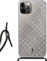 iPhone 12 Pro hoesje met koord - Schubben Goud