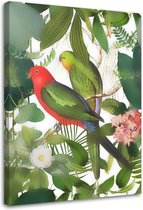 Schilderij Vogels tussen de bladeren. 2 maten, groen (wanddecoratie)