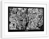 Foto in frame , Plattegrond Caïro , 120x80cm , Zwart wit , wanddecoratie