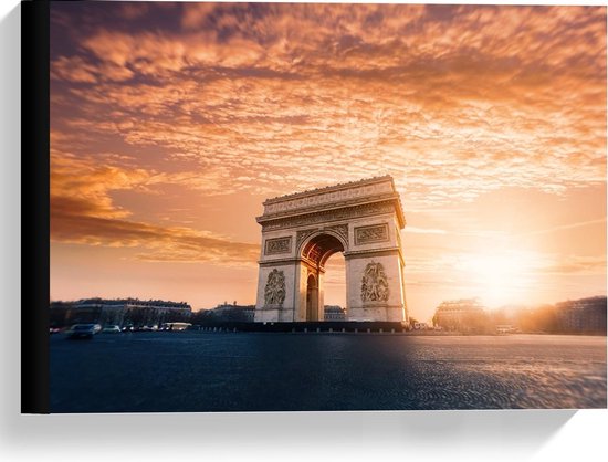 Canvas  - Arc de Triomphe in Parijs - 40x30cm Foto op Canvas Schilderij (Wanddecoratie op Canvas)