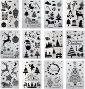 12 en 1 série de Noël carte DIY Album masquage peint à la bombe modèle dessin pochoirs Peinture Scrapbooking carte
