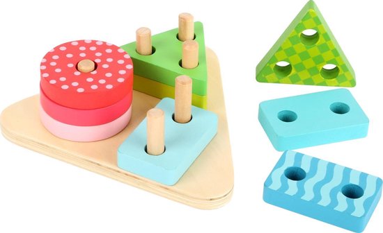 Houten vormen puzzel - Geometrische vormen puzzelspel - Multi kleuren -  Speelgoed... | bol.com