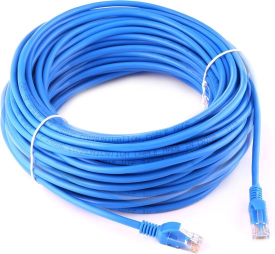 onder Verwarren wiel 30m CAT5E internet netwerk LAN kabel (10000 Mbit/s) - Blauw | bol.com