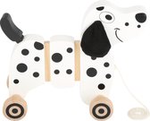 Trekfiguur / trekdier hout - hondje dalmatiër - Houten speelgoed vanaf 1 jaar