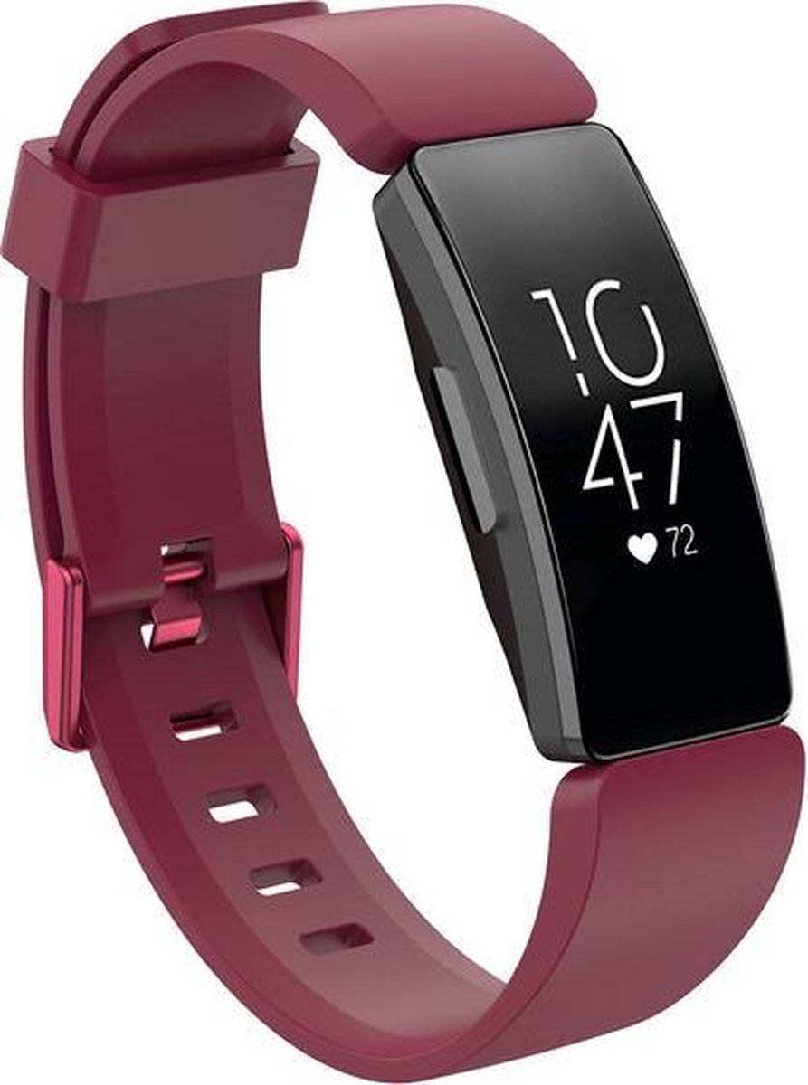 Fitbit Inspire HR siliconen bandje met gesp (large) - wijnrood