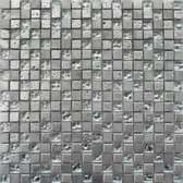 Alfa Mosaico Mozaiek Fantasia mix zilver travertine/glas 1,5x1,5x0,8 cm -  Mix, Zilver Prijs per 1 matje.