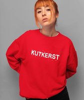 Foute Kersttrui Rood - Met tekst: Kutkerst - Maat M - Kerstkleding voor dames & heren