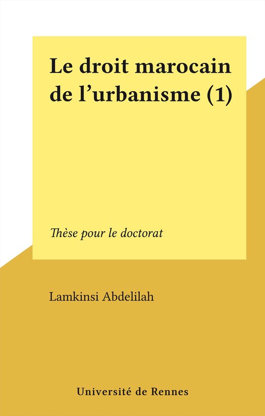 Le droit marocain de l'urbanisme (1) - cover